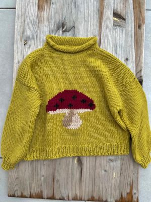 Pence Manga niece Pulover tricotat manual din lana merinos 100% - Simple Mushroom - 2-3 ani -  Raluland